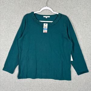 Mercer Street Studio Sweater Womens XL Teal Braided Neck Thin Career Casual